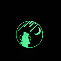 7.5 * 7.5cm belle chat lune mode interrupteur lumineux autocollant sticker mural autocollant de bande lumineuse bricolag
