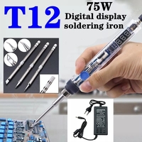 75W Mini fer à souder électrique température réglable T12 pointe DC 12-24V puissance affichage numérique fer à souder br