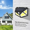 76/120 COB LED Solar Powered PIR Capteur de mouvement Applique murale Quatre côtés Lampe de jardin extérieure