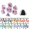 7pcs dés polyédriques de couleurs mélangées dés RPG en métal avec sac de velours donjons et dragon noir jeux de table en