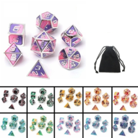 7pcs dés polyédriques de couleurs mélangées dés RPG en métal avec sac de velours donjons et dragon noir jeux de table en