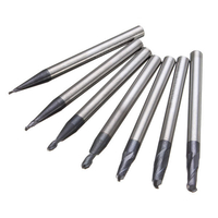 7pcs rayon 0.5-2.0mm 2 flutes cutter balle nez fin moulin mis outil cnc
