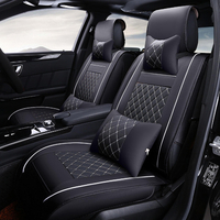 7PCS PU cuir housse de siège de voiture protecteur avec oreiller taille coussin ensemble pour 5 voitures Seat Universal
