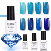 8 couleurs bleu série scintillant paillettes ongles gel Soak-off UV gel DIY Nail Art