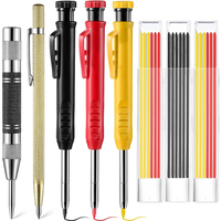 8 Pack Carpenter Pencil Set with Deep Hole Marker Built-in Sharpener and Carbide Scribe Marking Tool for Woodworking Mar