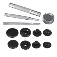 8 pcs / ensemble 15 mm ou 12, 5 mm noir Snap Fasteners Popper Appuyez sur le bouton de goujon avec kit de fixation