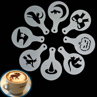 8 Pcs Halloween Cappuccino Latte Art Café Pochoirs Duster Gâteau Glaçage Spray