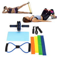 8 PCS Home Gym Fitness Set Rouleau De Roue Abdominale 8 Bandes De Résistance De Forme Yoga Boucle Bande Kits De Corde À