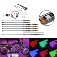 8 pièces voiture moto ATV bande RGB LED télécommande sous Glow Neo Kit de lumière multicolore