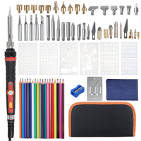 80W bois brûlant stylo outils de soudure pochoir fer artisanat ensemble outil de pyrogravure