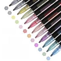 8/12 pièces stylo marqueur Double ligne ensemble couleur métallique marqueur de contour magique paillettes pour dessin p