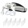 82000M Loupe serre-tête Loupe multifonctionnelle Led Loupe montée sur tête avec 5 lentilles remplaçables Outil de répara