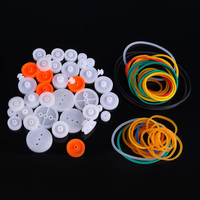 84pcs poulie en plastique Kit caoutchouc Caoutchouc Bande Moteur de robot arbre de courroie poulie Bevel Set