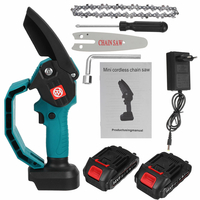 88 V 4 `` bleu Mini scie à une main sans fil bois scie à chaîne électrique coupe-bois avec Batterie