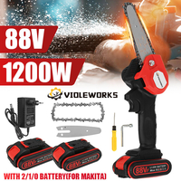 88V 4 pouces scie à chaîne électrique sans fil à une main scie à chaîne pour le travail du bois avec 1/2 Batteries