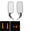8mm + 10mm Paire Motocyclette LED Signal de retour Rétroviseurs Carré Noir Universel
