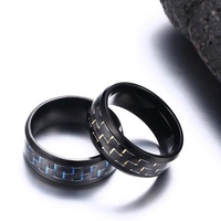 8mm en acier inoxydable fibre de carbone polie hommes anneau Simple Trendy