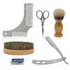8pcs / set brosse à barbe et peigne à barbe pour hommes,  trousse de toilettage et de coupe pour hommes