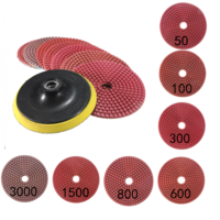 8pcs 5Inch 50-3000 Ensemble de Tampons de Polissage Diamantés à Sec avec Outil de Polissage de Disque Auto-Adhésif