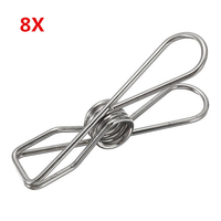 8Pcs Big Size Clothes Clips en fil métallique 8.5cm Hanger Pegs pour chaussettes Sous-vêtements Serviette de toilette