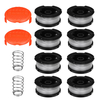 8pcs ligne de bobine de rechange de chaîne dalimentation de mangeur de mauvaises herbes + chapeau de trimmer de 2pc