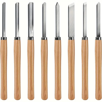 8PCS Professional Wood Turning Chisels Set High-Speed Steel Blades Lathe Chisel Kit with Skew Parting Spear Point Gouges