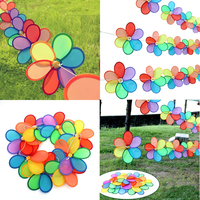 8pcs Rainbow Flower Windmill Jardin Vent Spinner Festival Camping En Plein Air Décor