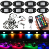 8PCS RVB LED Rock Light Sans Fil Bluetooth Musique Offroad Multi-couleur Double Télécommande