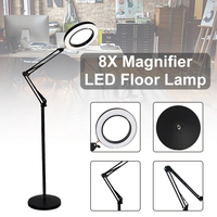 8X Loupe Salon LED Lampadaire Bras Long Pliant LED Lampadaire 6 "Anneau USB Lampe