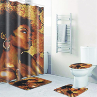 9 options pour fille africaine salle de bain rideau de douche piédestal tapis couvercle couvercle de toilette tapis de b