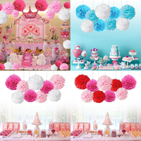 9 Pcs / ensemble Pom Pom Papier De soie Papier Boules De Fleurs De Mariage Fête Danniversaire Douche Décorations