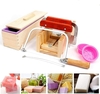 9 pièces en bois savon pain coupe moule savon faisant des outils ensemble en acier inoxydable cire savon trancheuse bric