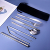9 pièces ensemble de couverts en acier inoxydable 304 plaqué titane couteau fourchette cuillère baguettes ensemble de pa