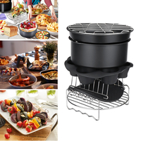 9 pouces 12 pièces/ensemble friteuse à air avec plaque de cuisson Pot tapis en silicone barbecue poêle à frire accessoir