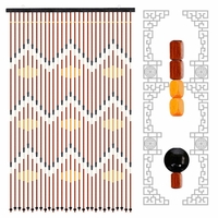 90 x 195 cm 31 lignes rétro en bois perle chaîne porte rideau stores moustiquaire pour porche chambre salle de bain