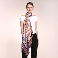90CM * 90CM Femmes Echarpe en soie Écharpes carrées Écharpe à manches longues en soie pure Foulard
