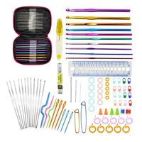 90pcs Crochet Crochet Kit Fil Aiguilles À Tricoter Outil De Couture Ensemble De Sac De Poignée Ergonomique
