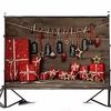 90x150cm / 3x5ft boîte-cadeau en bois fond de noël photographie de tissu de vinyle