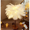 96LED plume lampe de bureau lumière cuivre moderne télécommande éclairage lampe de chevet