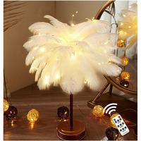 96LED plume lampe de bureau lumière cuivre moderne télécommande éclairage lampe de chevet