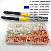 970PCS Type de tube en boîte Borne nue Plus Petite combinaison de tube thermorétractable en cuivre + Pince de type tube