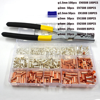 970PCS Type de tube en boîte Borne nue Plus Petite combinaison de tube thermorétractable en cuivre + Pince de type tube