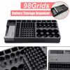 98Grids Batterie Support de rangement pour organisateur avec boîtier de testeur Batterie amovible