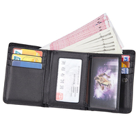 9 Emplacements pour cartes Hommes en cuir véritable RFID Blocage Portefeuille sécurisé Minimaliste Classic Porte-cartes