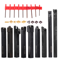 9pcs 12mm tige de tour alésage barre de tournage porte-outil ensemble avec inserts en carbure