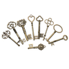 9pcs grand grand antique vtgold laiton clés de squelette beaucoup Cabinet Barrel Lock Keyfobs