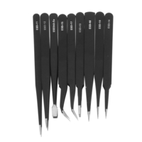9pcs résiste à la corrosion Brucelles antistatiques Brucelles inox