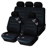 9Pcs Seasons Housse de siège de voiture universelle Broderie noire Confortable Respirant