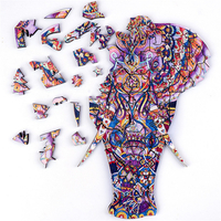 A3 / A4/A5 forme Unique en bois Ivoire Puzzle jouet pièces de puzzle éléphant violet éducation précoce Puzzle Art jouets