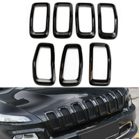 ABS Grille avant noire Décorer la bague de garniture Kit de garniture pour Jeep Cherokee 2014-2016